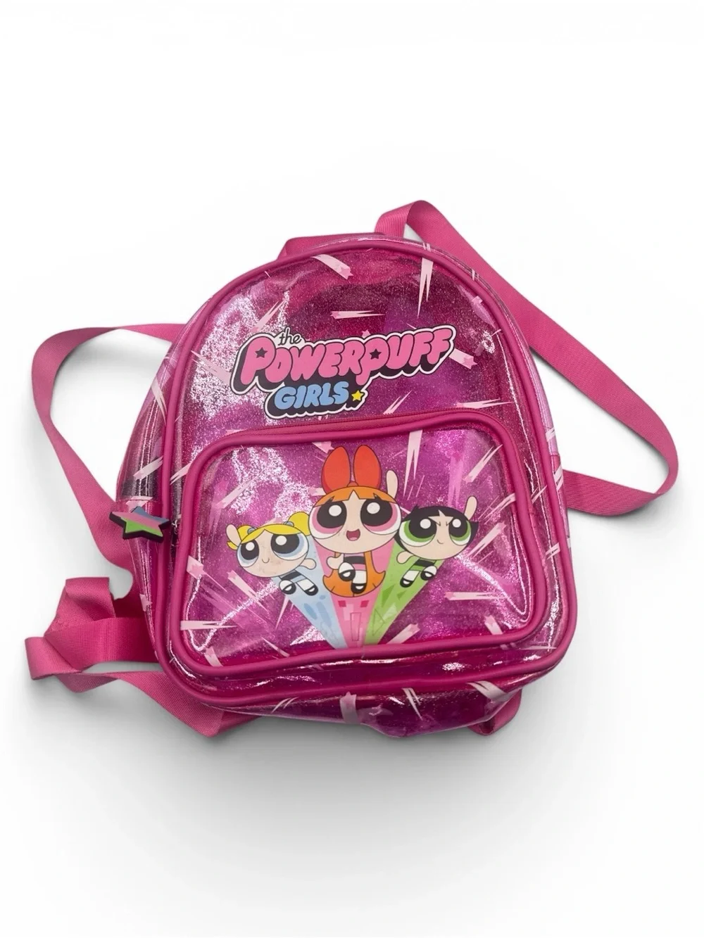 Y2K Powerpuff Girls Pink Glitter Mini Backpack & Matching Cosmetic Pouch Set